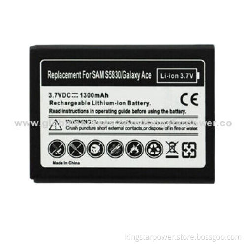 Mobile Phone Battery for Samsung S5830 Galaxy ACE, Li-ion, 3.7V 1300mAh or OEM Capacity
